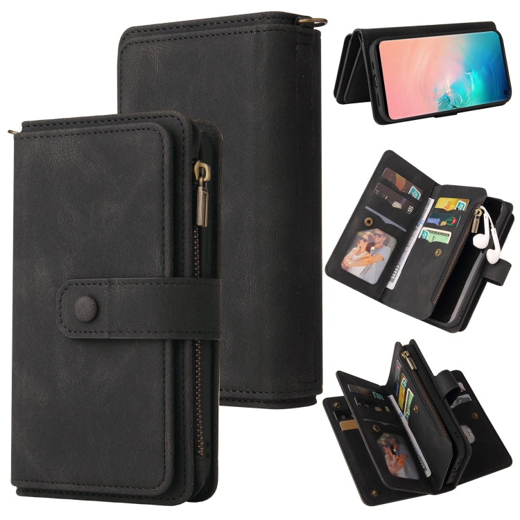 For Samsung Galaxy S10 Skin Feel PU + TPU Horizontal Flip Leather Case with Holder & 15 Cards Slot & Wallet & Zipper Pocket & Lanyard