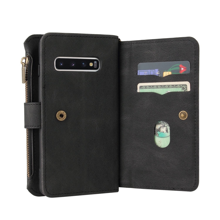 For Samsung Galaxy S10 Skin Feel PU + TPU Horizontal Flip Leather Case with Holder & 15 Cards Slot & Wallet & Zipper Pocket & Lanyard