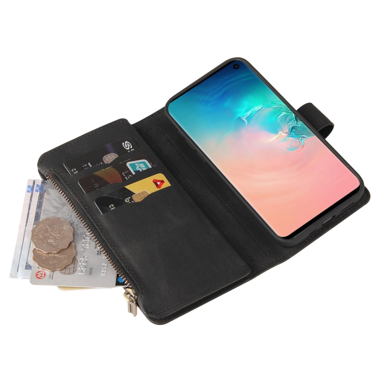 For Samsung Galaxy S10 Skin Feel PU + TPU Horizontal Flip Leather Case with Holder & 15 Cards Slot & Wallet & Zipper Pocket & Lanyard