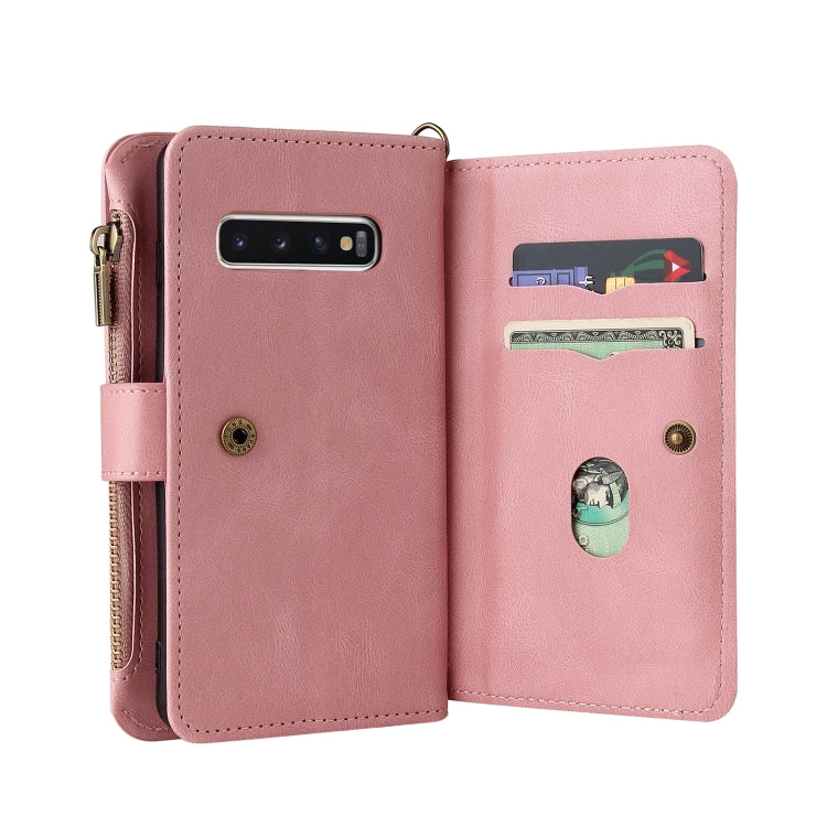 For Samsung Galaxy S10 Skin Feel PU + TPU Horizontal Flip Leather Case with Holder & 15 Cards Slot & Wallet & Zipper Pocket & Lanyard