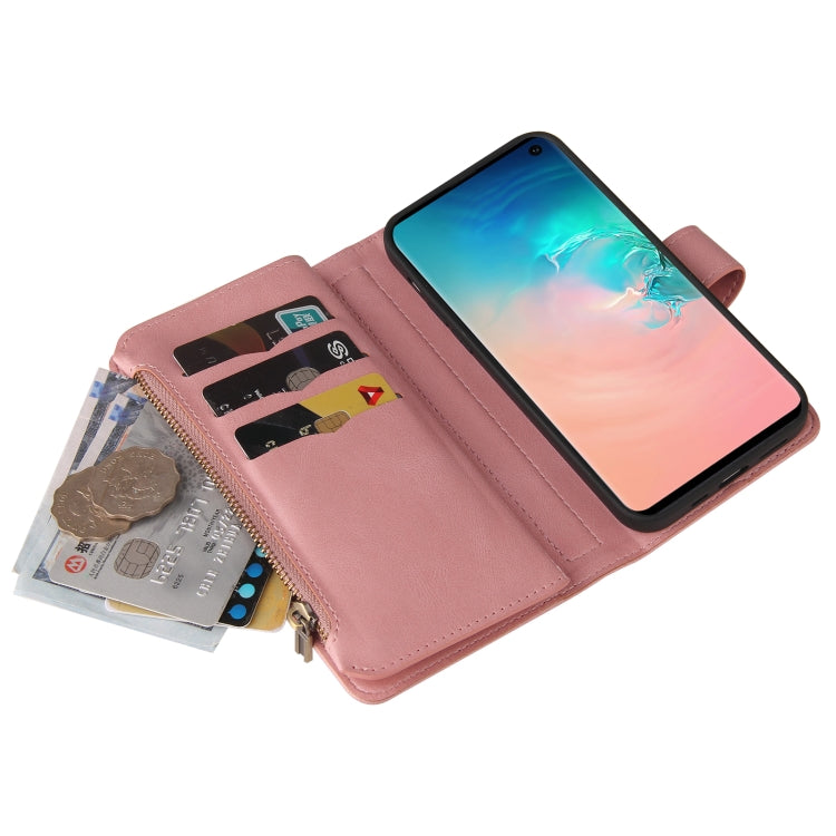 For Samsung Galaxy S10 Skin Feel PU + TPU Horizontal Flip Leather Case with Holder & 15 Cards Slot & Wallet & Zipper Pocket & Lanyard