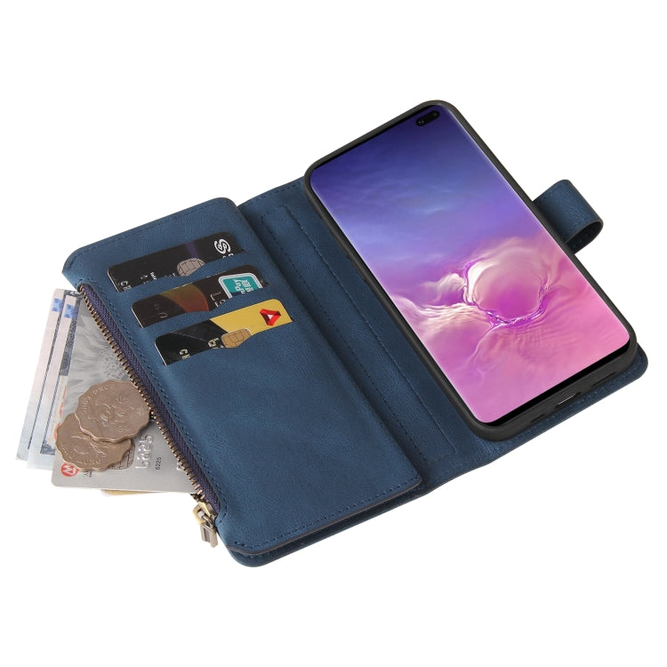 For Samsung Galaxy S10+ Skin Feel PU + TPU Horizontal Flip Leather Case with Holder & 15 Cards Slot & Wallet & Zipper Pocket & Lanyard