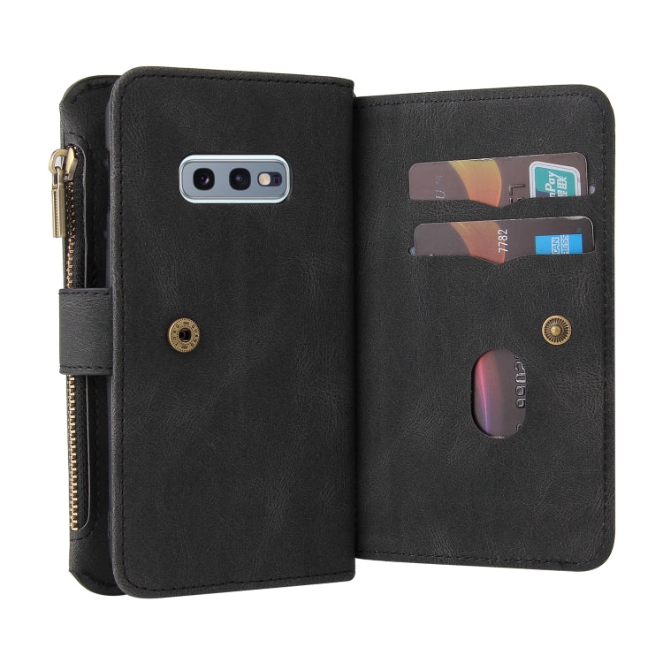 For Samsung Galaxy S10e Skin Feel PU + TPU Horizontal Flip Leather Case with Holder & 15 Cards Slot & Wallet & Zipper Pocket & Lanyard