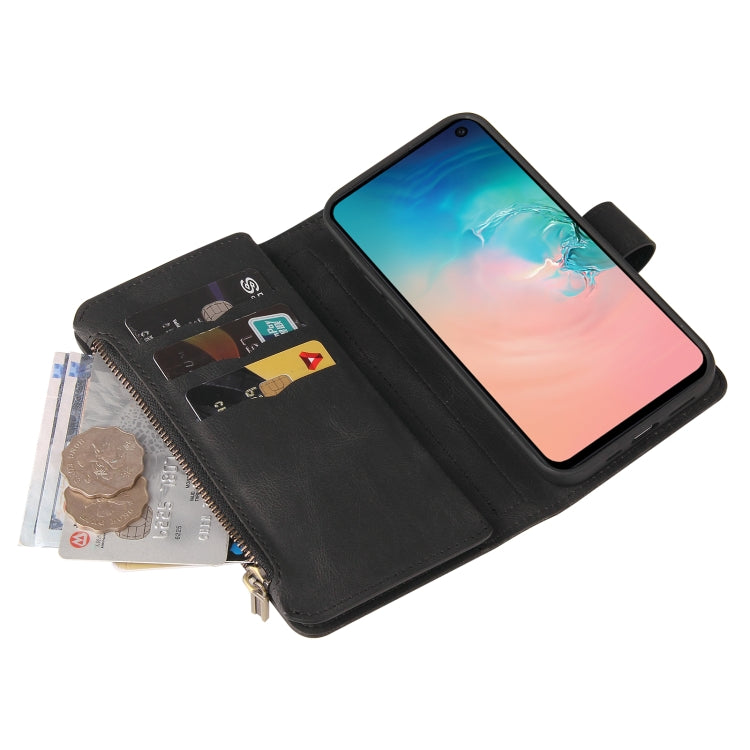 For Samsung Galaxy S10e Skin Feel PU + TPU Horizontal Flip Leather Case with Holder & 15 Cards Slot & Wallet & Zipper Pocket & Lanyard