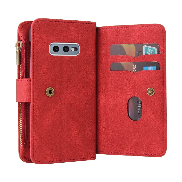 For Samsung Galaxy S10e Skin Feel PU + TPU Horizontal Flip Leather Case with Holder & 15 Cards Slot & Wallet & Zipper Pocket & Lanyard