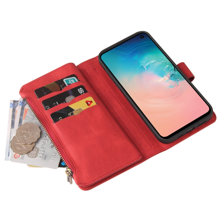 For Samsung Galaxy S10e Skin Feel PU + TPU Horizontal Flip Leather Case with Holder & 15 Cards Slot & Wallet & Zipper Pocket & Lanyard