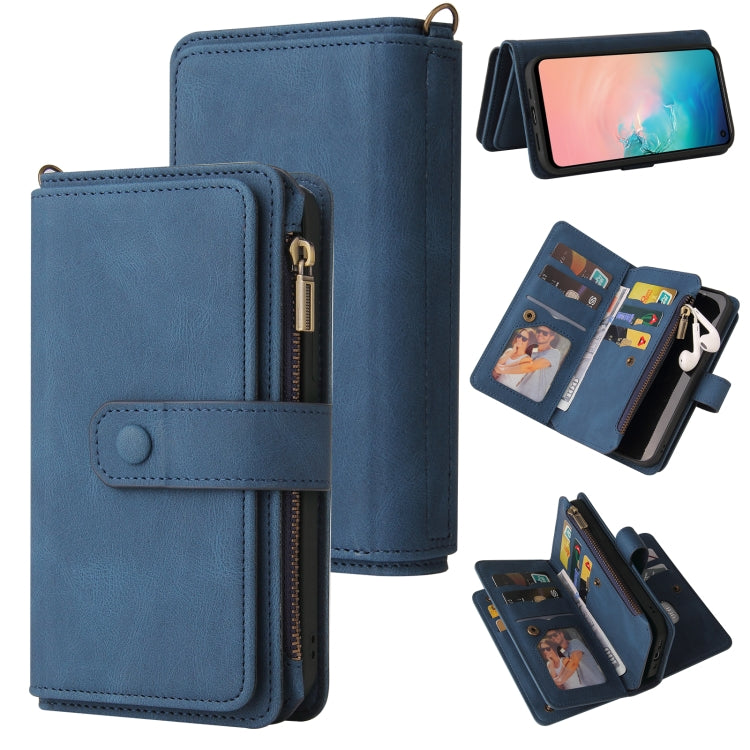 For Samsung Galaxy S10e Skin Feel PU + TPU Horizontal Flip Leather Case with Holder & 15 Cards Slot & Wallet & Zipper Pocket & Lanyard
