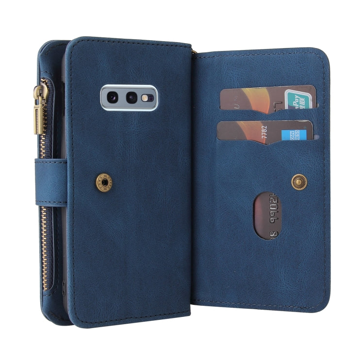 For Samsung Galaxy S10e Skin Feel PU + TPU Horizontal Flip Leather Case with Holder & 15 Cards Slot & Wallet & Zipper Pocket & Lanyard