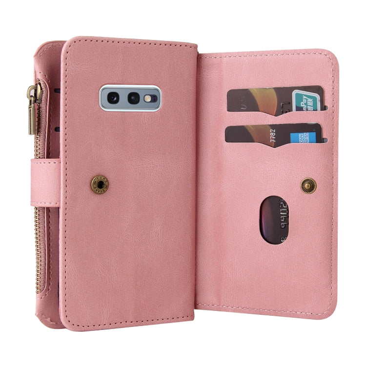 For Samsung Galaxy S10e Skin Feel PU + TPU Horizontal Flip Leather Case with Holder & 15 Cards Slot & Wallet & Zipper Pocket & Lanyard