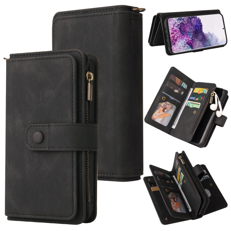 For Samsung Galaxy S20 Skin Feel PU + TPU Horizontal Flip Leather Case with Holder & 15 Cards Slot & Wallet & Zipper Pocket & Lanyard