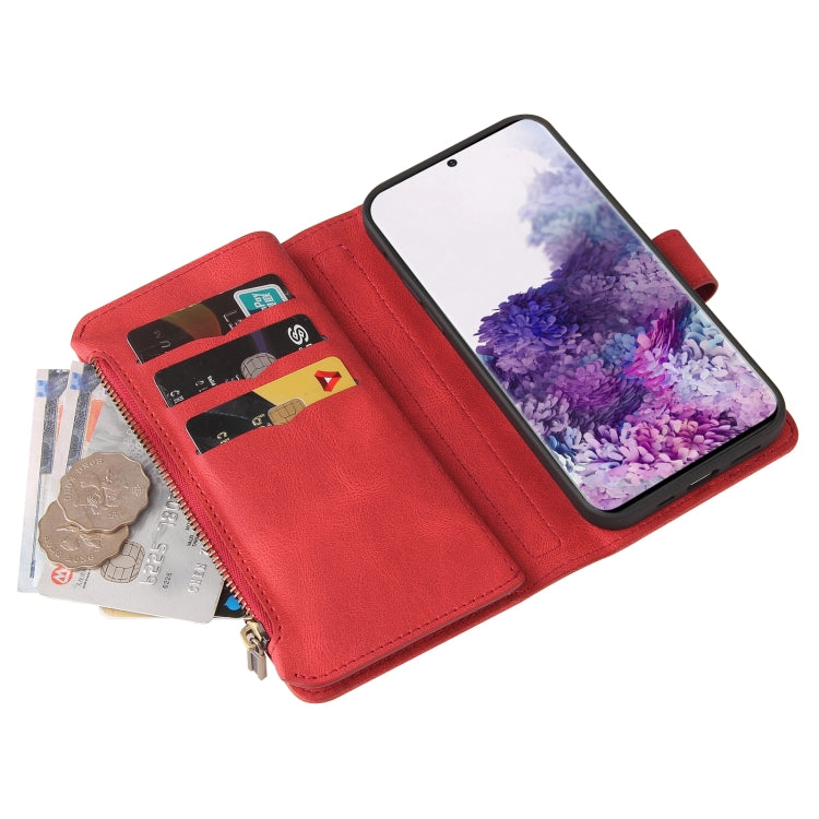 For Samsung Galaxy S20 Skin Feel PU + TPU Horizontal Flip Leather Case with Holder & 15 Cards Slot & Wallet & Zipper Pocket & Lanyard