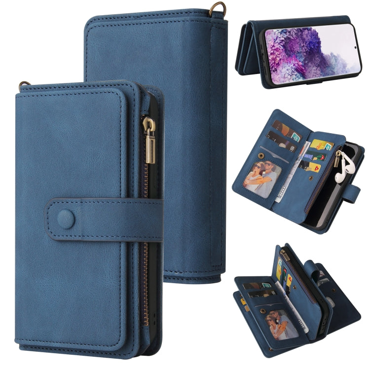 For Samsung Galaxy S20 Skin Feel PU + TPU Horizontal Flip Leather Case with Holder & 15 Cards Slot & Wallet & Zipper Pocket & Lanyard