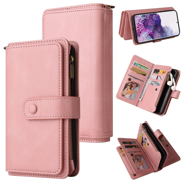 For Samsung Galaxy S20 Skin Feel PU + TPU Horizontal Flip Leather Case with Holder & 15 Cards Slot & Wallet & Zipper Pocket & Lanyard