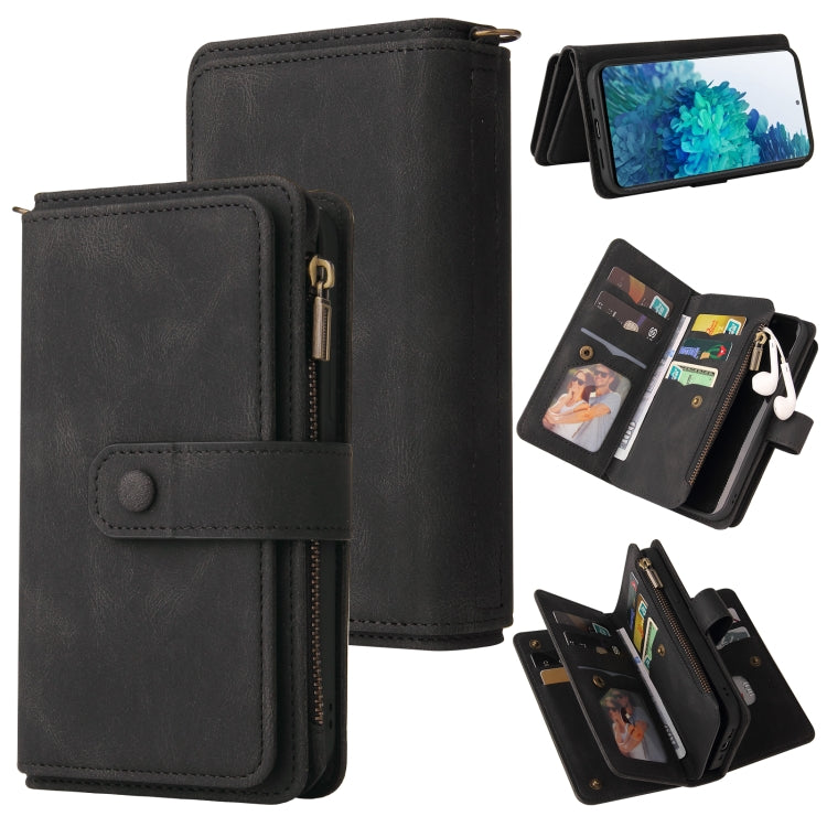 For Samsung Galaxy S20 FE Skin Feel PU + TPU Horizontal Flip Leather Case with Holder & 15 Cards Slot & Wallet & Zipper Pocket & Lanyard