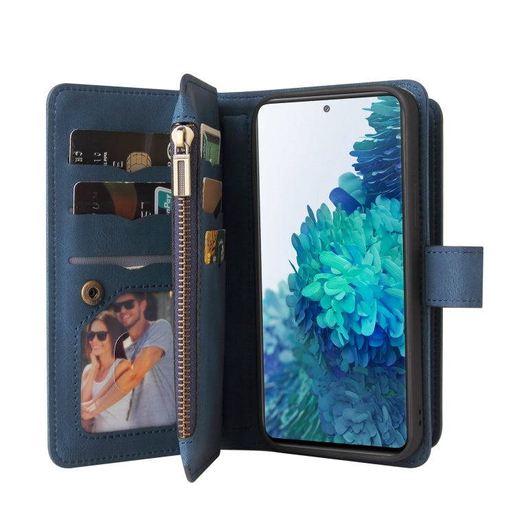 For Samsung Galaxy S20 FE Skin Feel PU + TPU Horizontal Flip Leather Case with Holder & 15 Cards Slot & Wallet & Zipper Pocket & Lanyard