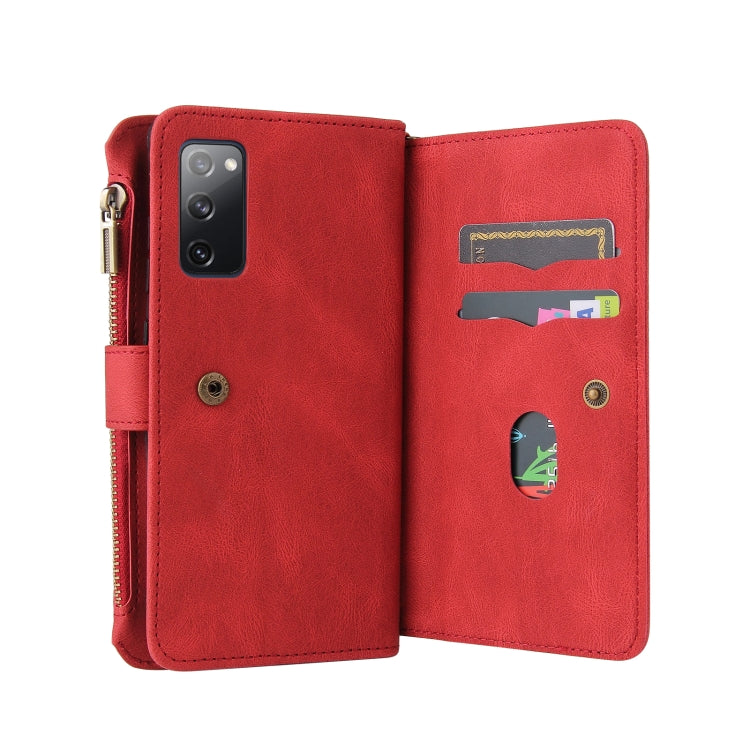 For Samsung Galaxy S20 FE Skin Feel PU + TPU Horizontal Flip Leather Case with Holder & 15 Cards Slot & Wallet & Zipper Pocket & Lanyard