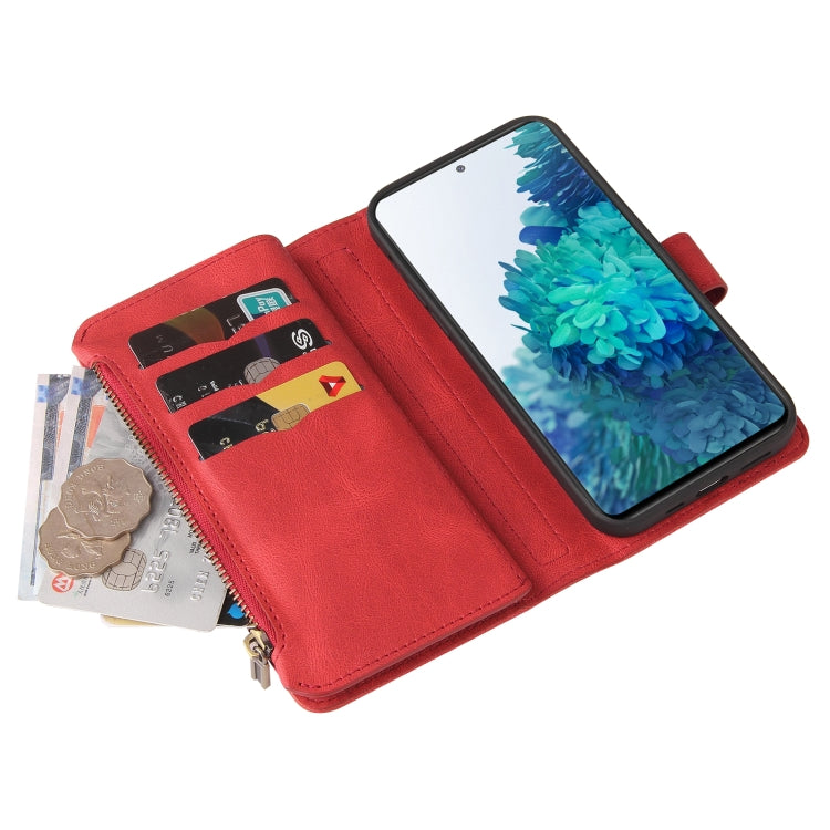 For Samsung Galaxy S20 FE Skin Feel PU + TPU Horizontal Flip Leather Case with Holder & 15 Cards Slot & Wallet & Zipper Pocket & Lanyard