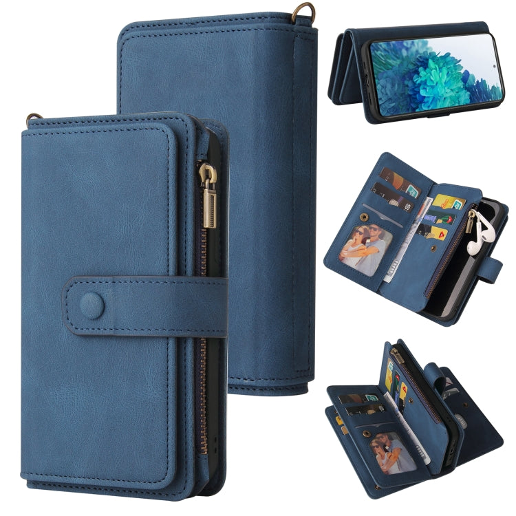 For Samsung Galaxy S20 FE Skin Feel PU + TPU Horizontal Flip Leather Case with Holder & 15 Cards Slot & Wallet & Zipper Pocket & Lanyard