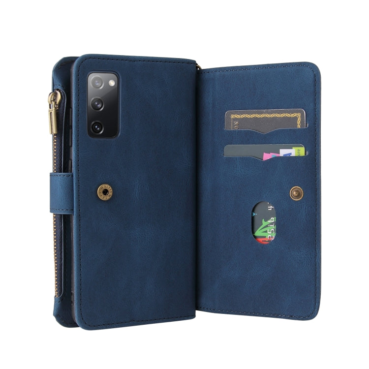 For Samsung Galaxy S20 FE Skin Feel PU + TPU Horizontal Flip Leather Case with Holder & 15 Cards Slot & Wallet & Zipper Pocket & Lanyard