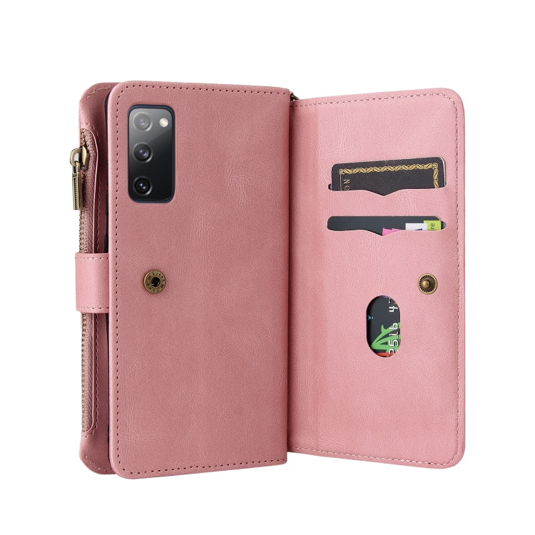 For Samsung Galaxy S20 FE Skin Feel PU + TPU Horizontal Flip Leather Case with Holder & 15 Cards Slot & Wallet & Zipper Pocket & Lanyard