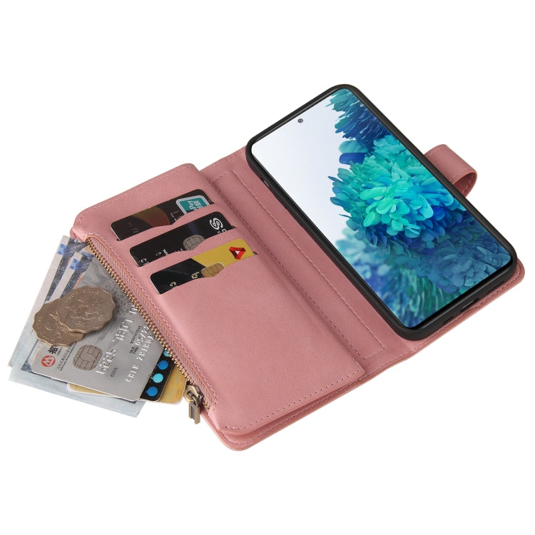 For Samsung Galaxy S20 FE Skin Feel PU + TPU Horizontal Flip Leather Case with Holder & 15 Cards Slot & Wallet & Zipper Pocket & Lanyard