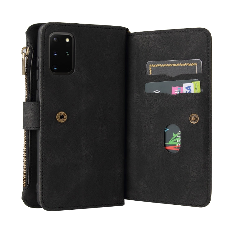 For Samsung Galaxy S20+ Skin Feel PU + TPU Horizontal Flip Leather Case with Holder & 15 Cards Slot & Wallet & Zipper Pocket & Lanyard
