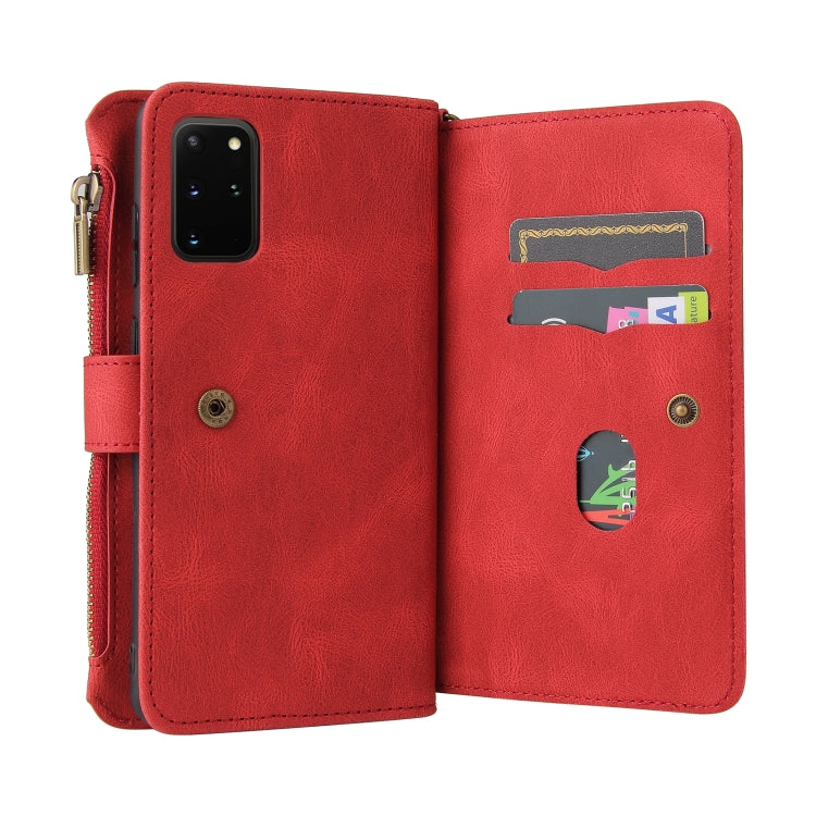 For Samsung Galaxy S20+ Skin Feel PU + TPU Horizontal Flip Leather Case with Holder & 15 Cards Slot & Wallet & Zipper Pocket & Lanyard