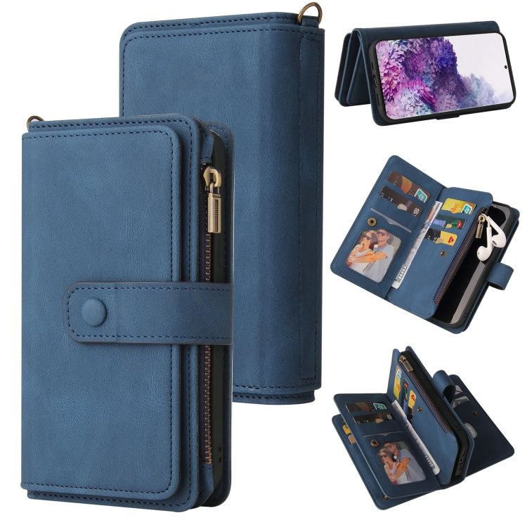 For Samsung Galaxy S20+ Skin Feel PU + TPU Horizontal Flip Leather Case with Holder & 15 Cards Slot & Wallet & Zipper Pocket & Lanyard