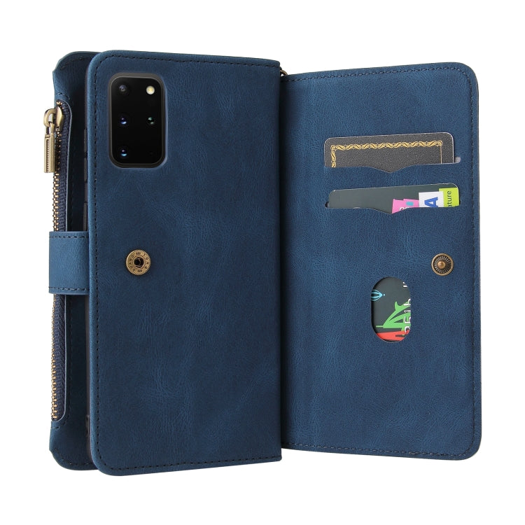 For Samsung Galaxy S20+ Skin Feel PU + TPU Horizontal Flip Leather Case with Holder & 15 Cards Slot & Wallet & Zipper Pocket & Lanyard
