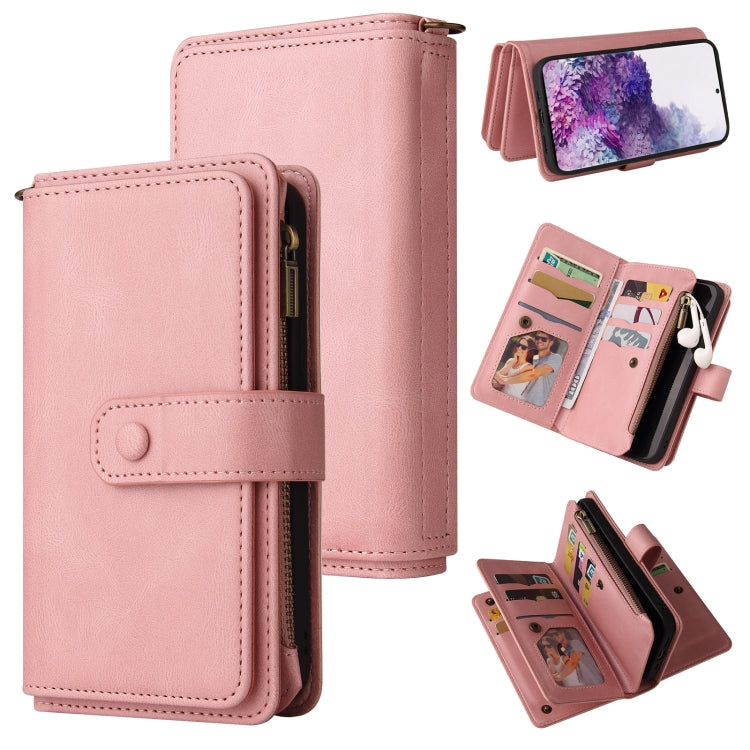 For Samsung Galaxy S20+ Skin Feel PU + TPU Horizontal Flip Leather Case with Holder & 15 Cards Slot & Wallet & Zipper Pocket & Lanyard