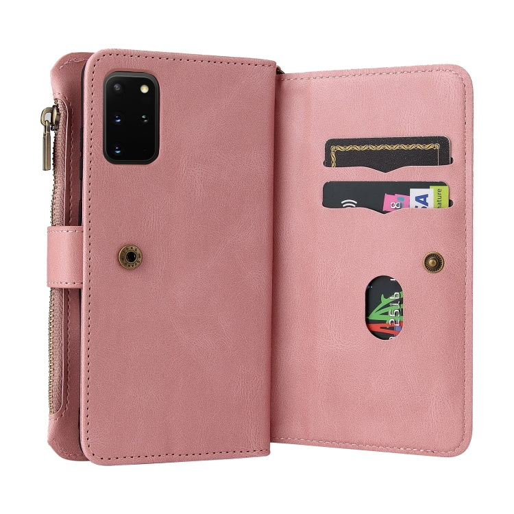For Samsung Galaxy S20+ Skin Feel PU + TPU Horizontal Flip Leather Case with Holder & 15 Cards Slot & Wallet & Zipper Pocket & Lanyard