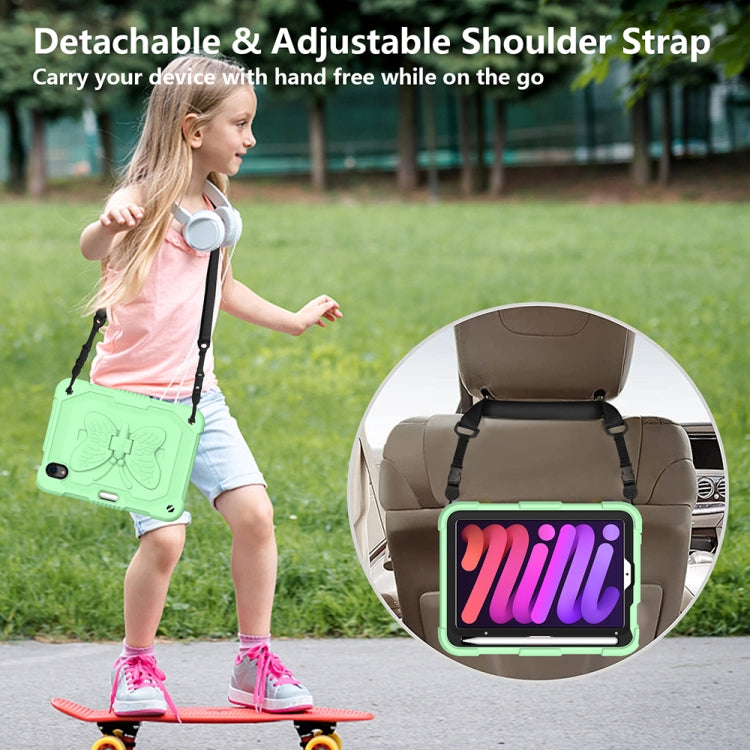 For iPad mini 6 Pure Color PC + Silicone Anti-drop Protective Tablet Case with Butterfly Shape Holder & Pen Slot