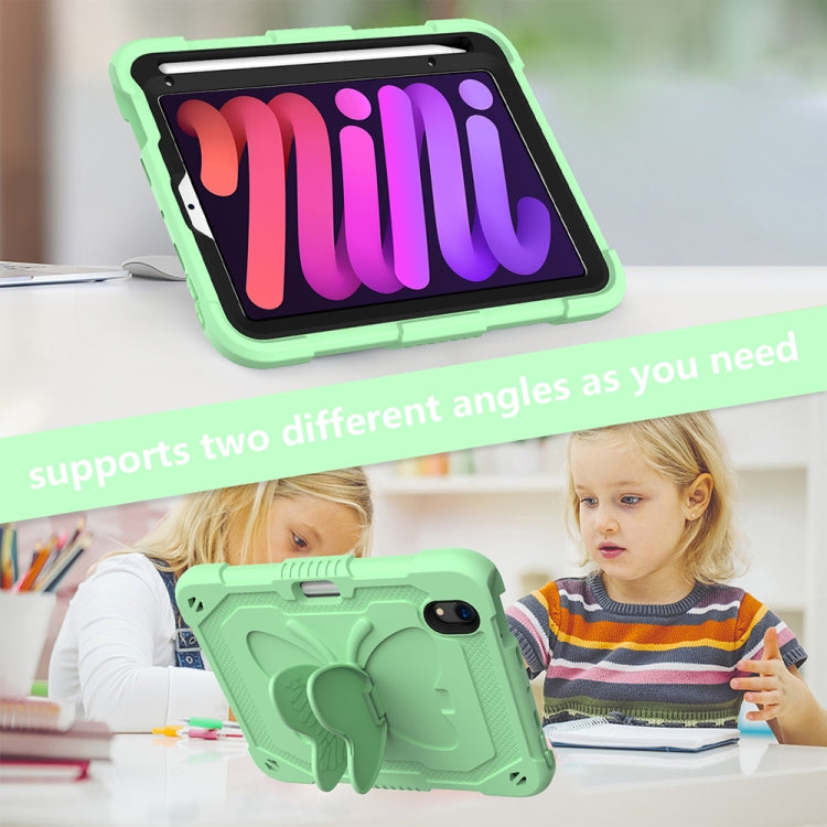 For iPad mini 6 Pure Color PC + Silicone Anti-drop Protective Tablet Case with Butterfly Shape Holder & Pen Slot