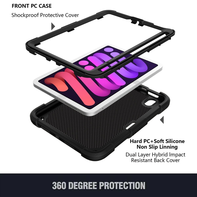 For iPad mini 6 Pure Color PC + Silicone Anti-drop Protective Tablet Case with Butterfly Shape Holder & Pen Slot
