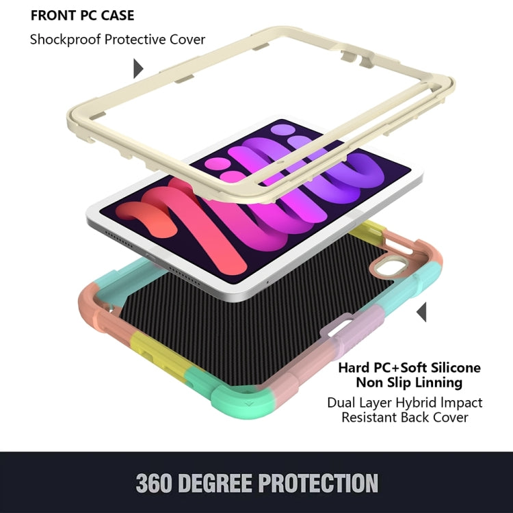 For iPad mini 6 Beige PC + Silicone Anti-drop Protective Tablet Case with Butterfly Shape Holder & Pen Slot