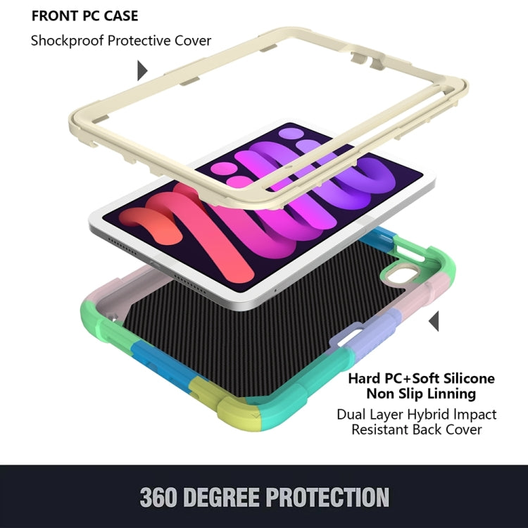 For iPad mini 6 Beige PC + Silicone Anti-drop Protective Tablet Case with Butterfly Shape Holder & Pen Slot