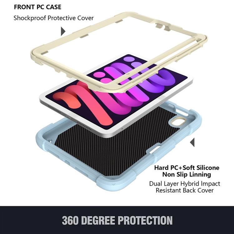 For iPad mini 6 Beige PC + Silicone Anti-drop Protective Tablet Case with Butterfly Shape Holder & Pen Slot