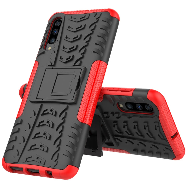 For Galaxy A70s Tire Texture TPU+PC Shockproof Case, with Holder