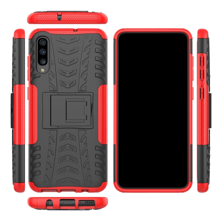 For Galaxy A70s Tire Texture TPU+PC Shockproof Case, with Holder