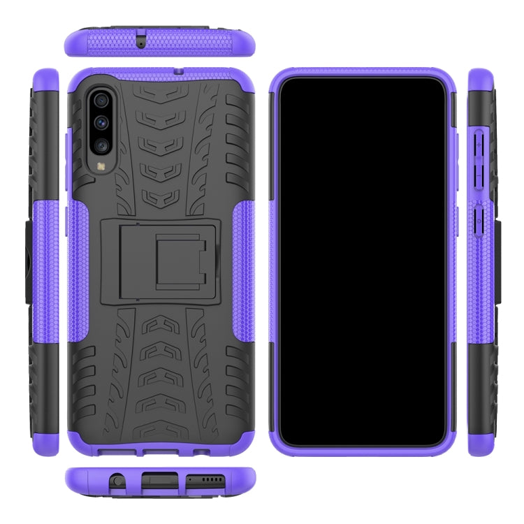 For Galaxy A70s Tire Texture TPU+PC Shockproof Case, with Holder
