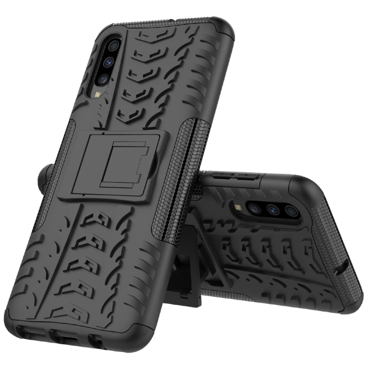 For Galaxy A70s Tire Texture TPU+PC Shockproof Case, with Holder