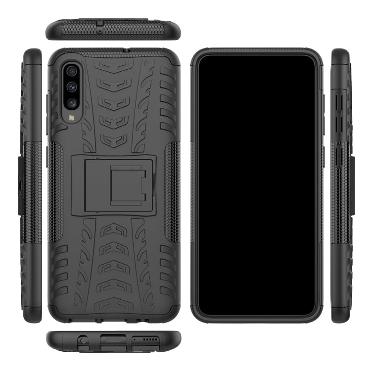 For Galaxy A70s Tire Texture TPU+PC Shockproof Case, with Holder