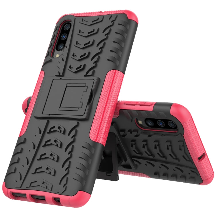 For Galaxy A70s Tire Texture TPU+PC Shockproof Case, with Holder