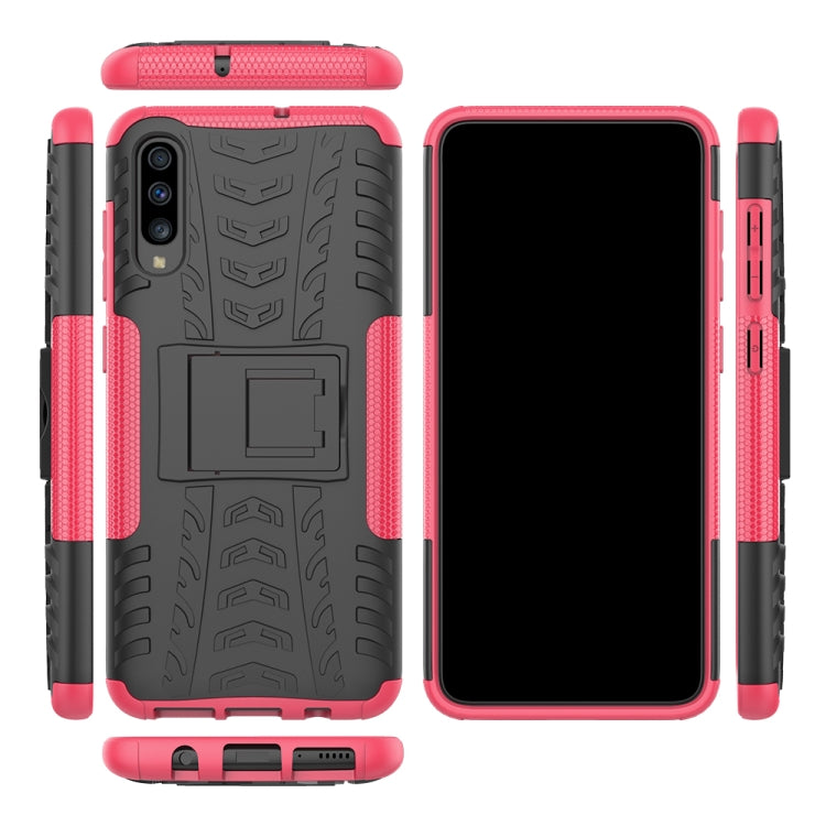 For Galaxy A70s Tire Texture TPU+PC Shockproof Case, with Holder