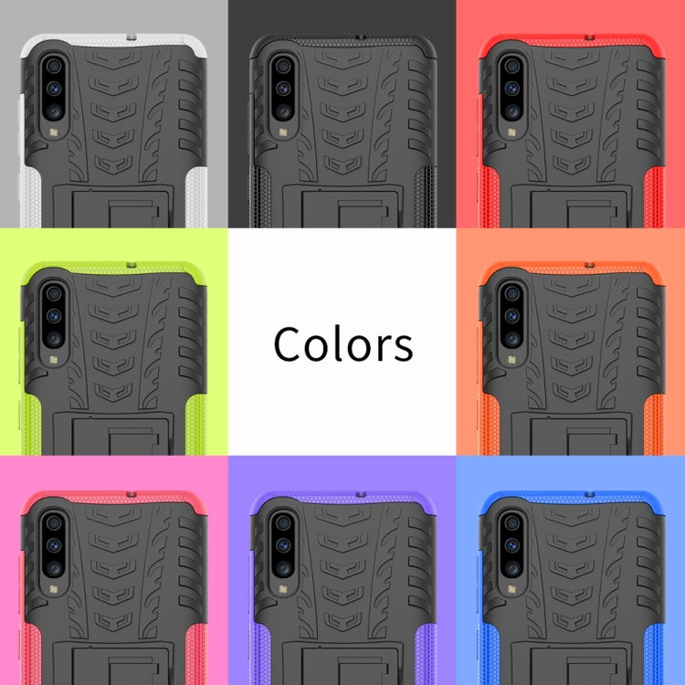 For Galaxy A70s Tire Texture TPU+PC Shockproof Case, with Holder