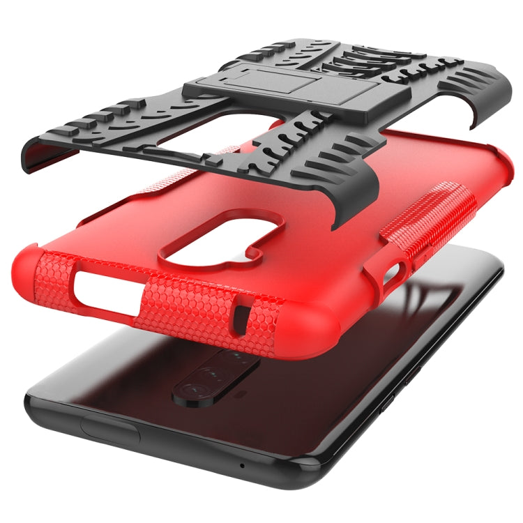For OnePlus 7T Pro Tire Texture TPU+PC Shockproof Case, with Holder