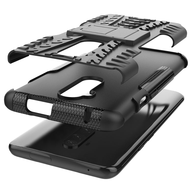 For OnePlus 7T Pro Tire Texture TPU+PC Shockproof Case, with Holder