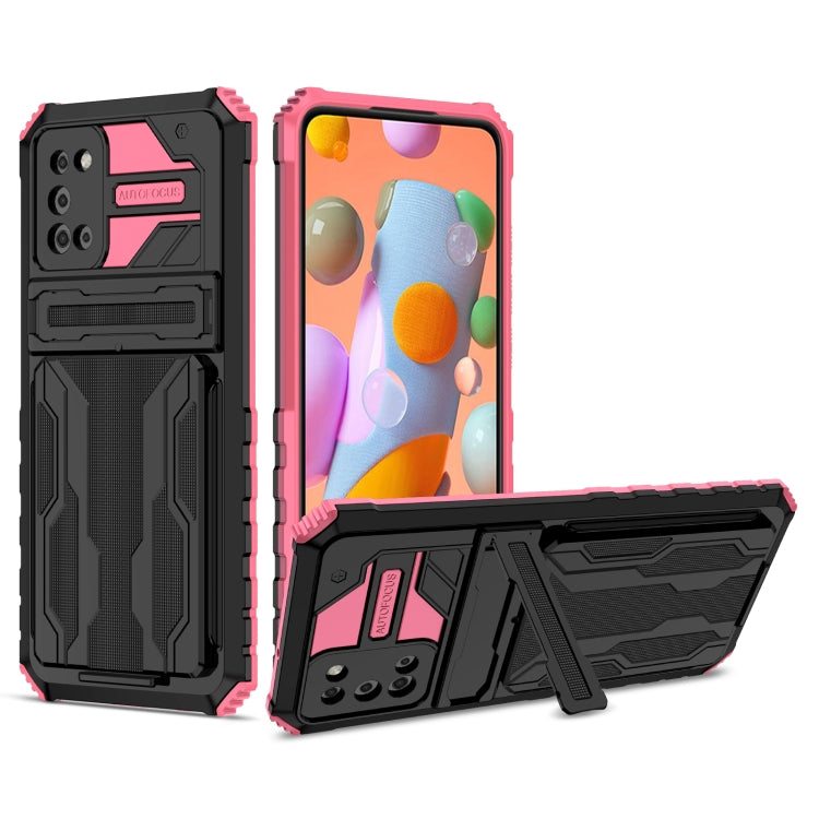 For Samsung Galaxy A02s US Version Armor Card PC + TPU Shockproof Case with Card Slot & Invisible Holder