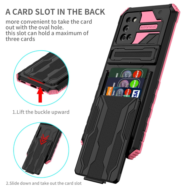 For Samsung Galaxy A02s US Version Armor Card PC + TPU Shockproof Case with Card Slot & Invisible Holder