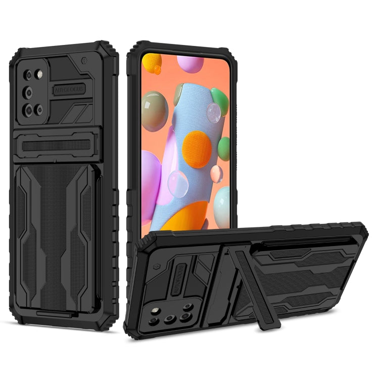 For Samsung Galaxy A02s US Version Armor Card PC + TPU Shockproof Case with Card Slot & Invisible Holder